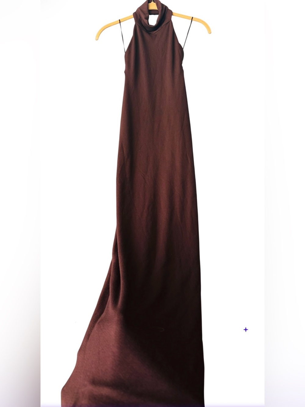 Naked Wardrobe Chocolate Brown Sleeveless Double Lined Open Back Maxi Dress XS